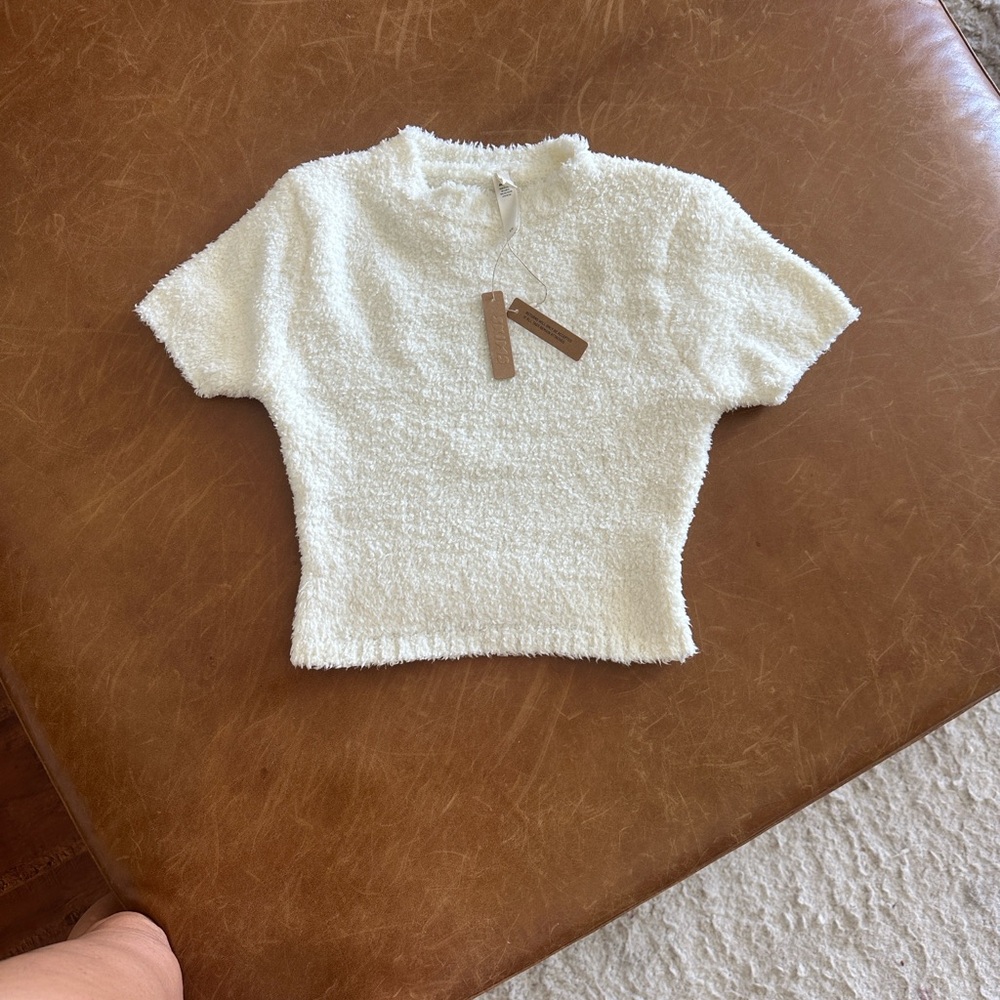 SKIMS Plush White Textured Top